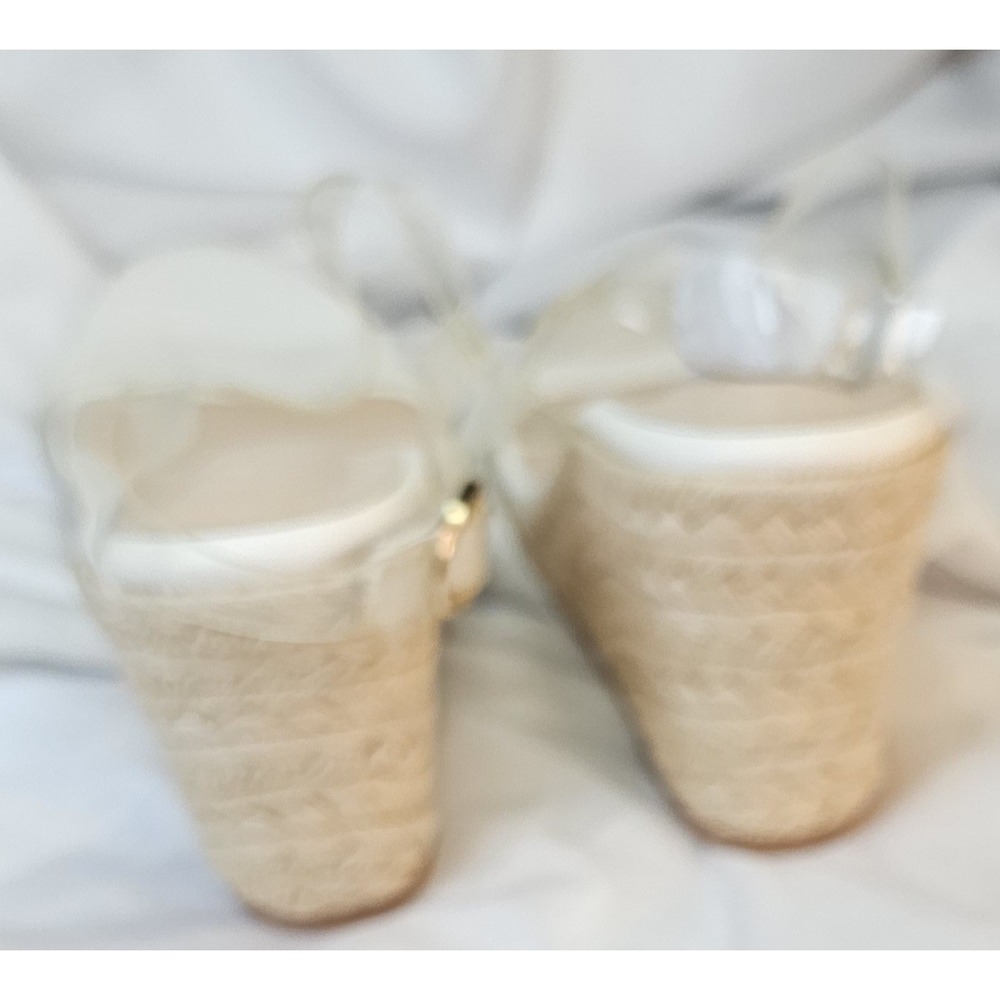 White Transparent Open Toe / Buckle - Beige Wedge… - image 3